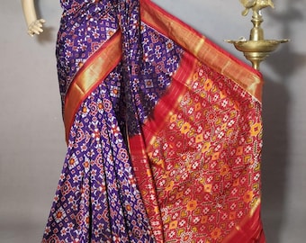 Handloom Double Silk Ikkat Pattu Saree, Silk Mark Certified