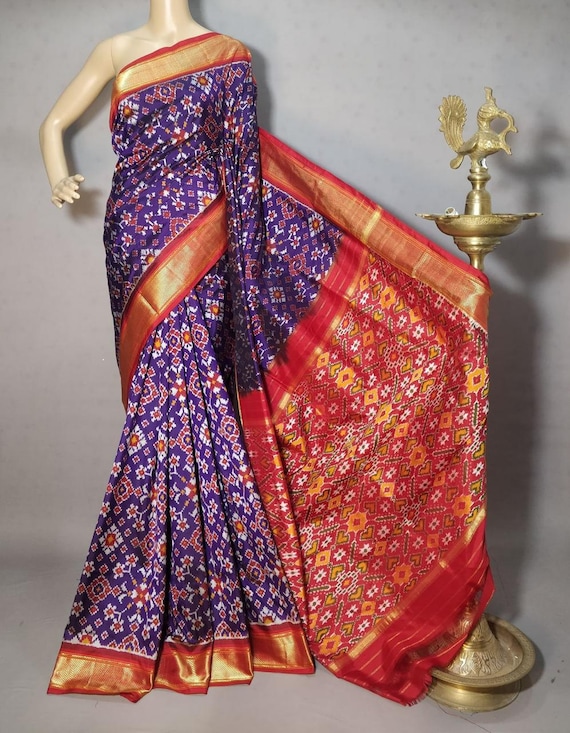 Handloom Double Silk Ikkat Pattu Saree, Silk Mark Certified