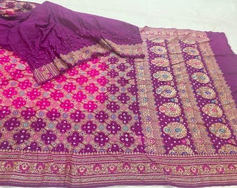 Banarasi Khaddi Georgette Saree, Zari Weaving, Hand Brush Dye