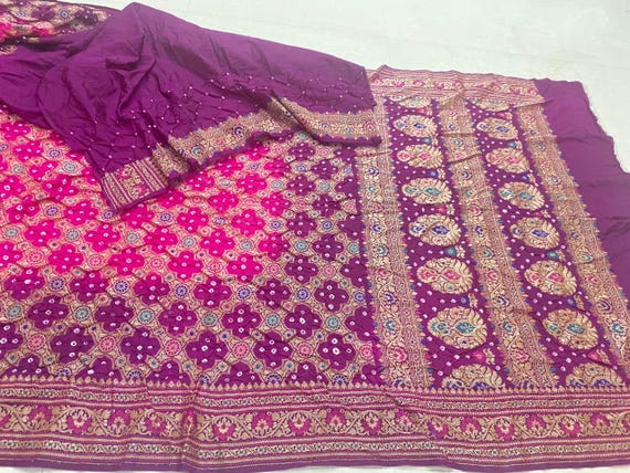 Banarasi Khaddi Georgette Saree, Zari Weaving, Hand Brush Dye