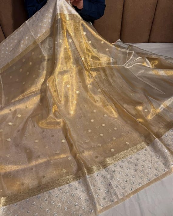 Copper Katan Zari Silk Saree, Wedding Blouse Saree, varanasi Weaving Handloom exclusive weaving ,banarasi border, silk mark,Nita Inspired.