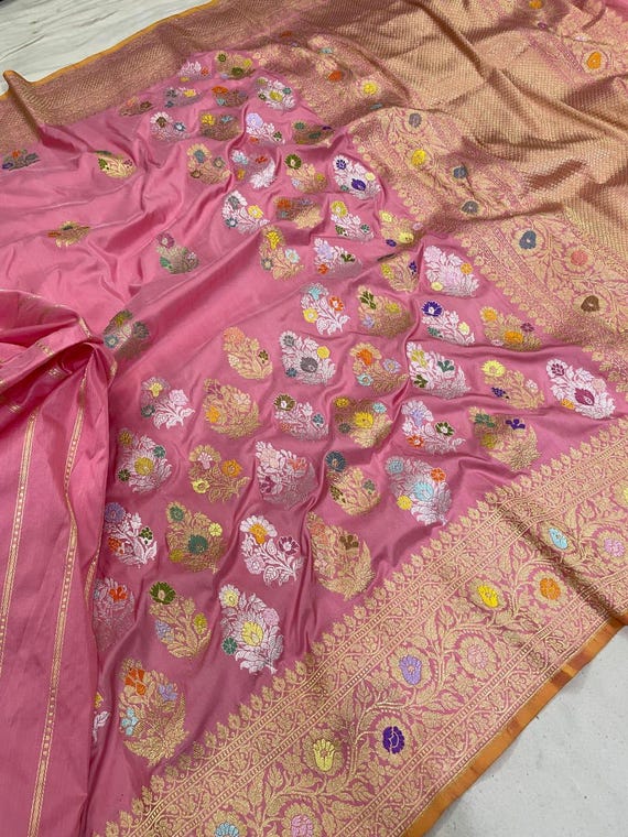 Handloom Katan Zari Silk Saree - Varanasi Banarasi Weaving, Silk Mark