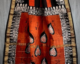 Handloom Maheshwari Silk Saree, Kalamkari Floral Print, Wedding Saree