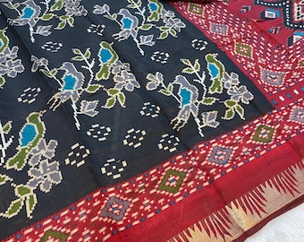 Mul Cotton Saree, Abstract Kalamkari Floral Print, Silk Mark Handloom