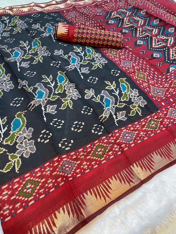 Mul Cotton Saree, Abstract Kalamkari Floral Print, Silk Mark Handloom