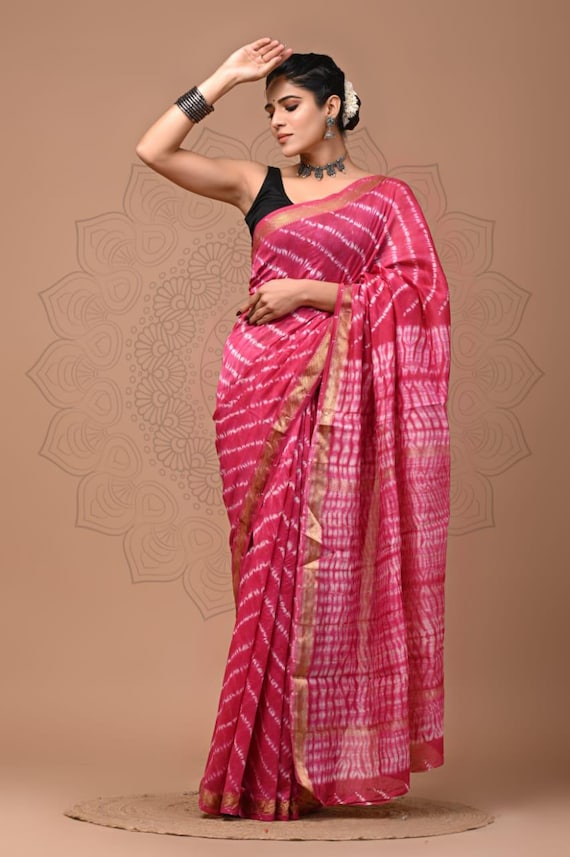 Handloom Maheshwari Cotton Silk Saree, Kalamkari Hand Block Print