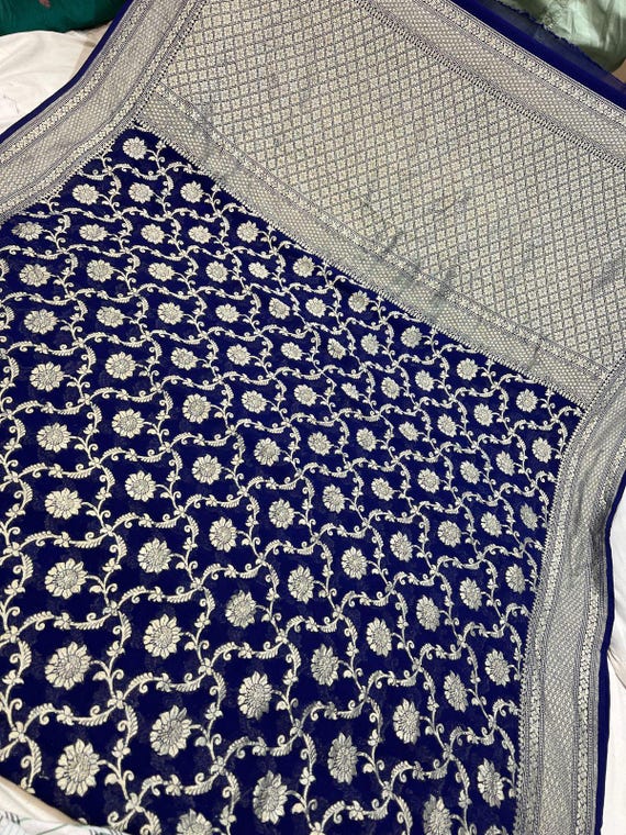 Handloom Banarasi Khaddi Georgette Saree, Silk Weave