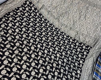Handloom Banarasi Khaddi Georgette Saree, Silk Mark Certified