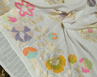 Hand Woven Banarasi Chiffon Georgette Hand made Saree | Real Tested Zari | Heritage Silk Piece