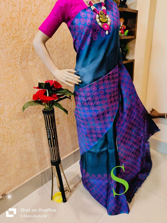 Handloom Katan Bishnupur Silk Saree, Wedding Banarasi, Dual Tone