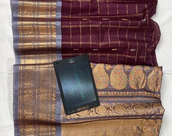 Check buta Sico Gadwal Handloom Silk Saree | Pure Zari Bridal Pattu