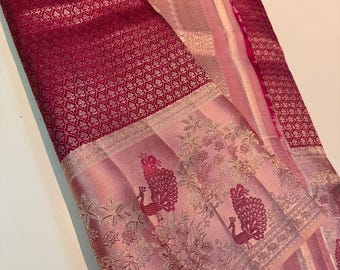 2 Gram Gold Kancheepuram Silk Saree: Handloom Zari Bridal Pattu