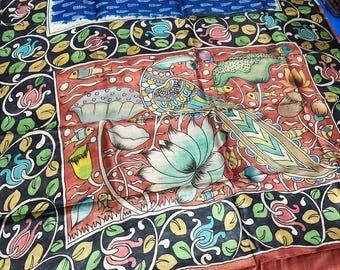 Hand-Painted Tussar Silk Saree: Artisan Certified Handloom Wrap Wedding Gift Sari