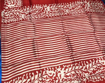 Hand-Painted Pure Tussar Silk Saree: Artisan Floral Masterpiece with Pure plain Border