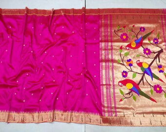 Parrot Kancheepuram Muniya Border Silk Saree | Pure Zari South Indian Wedding Pattu