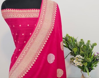 Handloom Banarasi Khaddi Georgette Saree, Silk Mark Certified