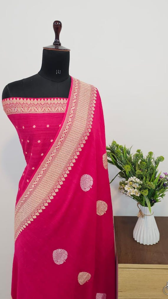 Handloom Banarasi Khaddi Georgette Saree, Silk Mark Certified