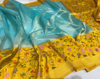 Katan Tissue Meenakari Saree: Handloom Banarasi Silk Weaving