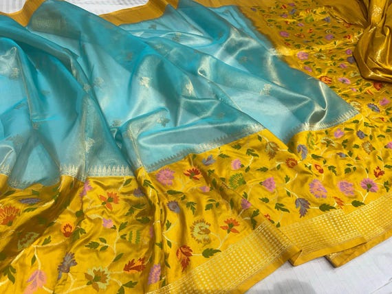 Katan Tissue Meenakari Saree: Handloom Banarasi Silk Weaving