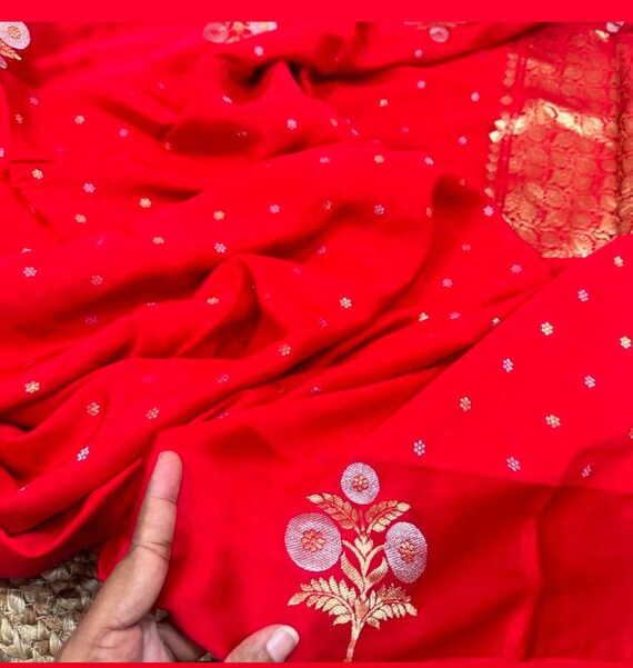 Handloom Katan Silk Banarasi Saree: Raw Mango, Silk Mark Certified