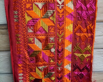 Vintage Phulkari Embroidered patch, inticrate Work, Hippie Boho Trims for Dresses