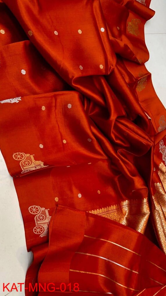 Handloom Katan Silk Banarasi Saree: Raw Mango, Silk Mark Certified