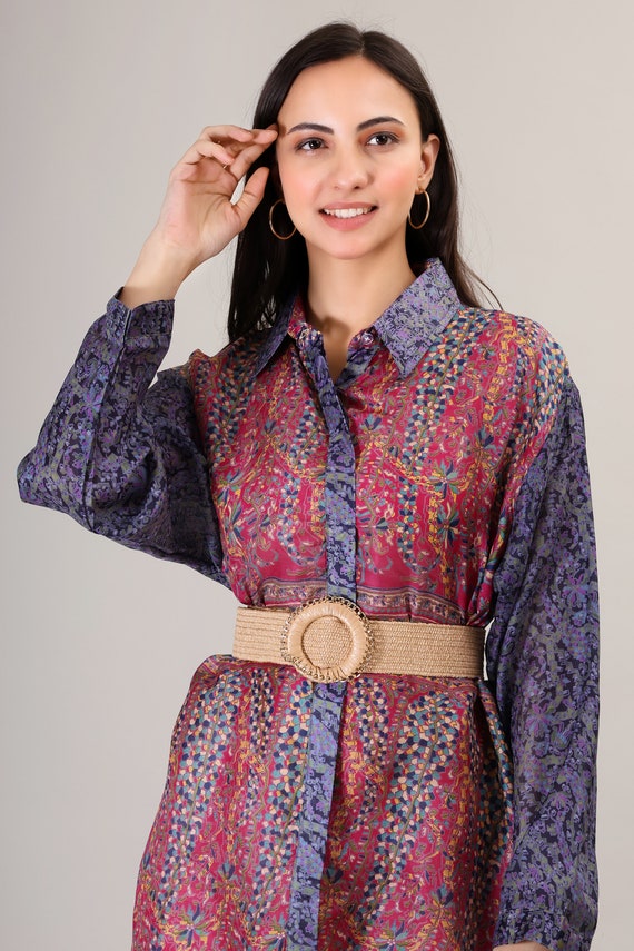 Handmade Silk Boho Maxi Dress, Psychedelic Print