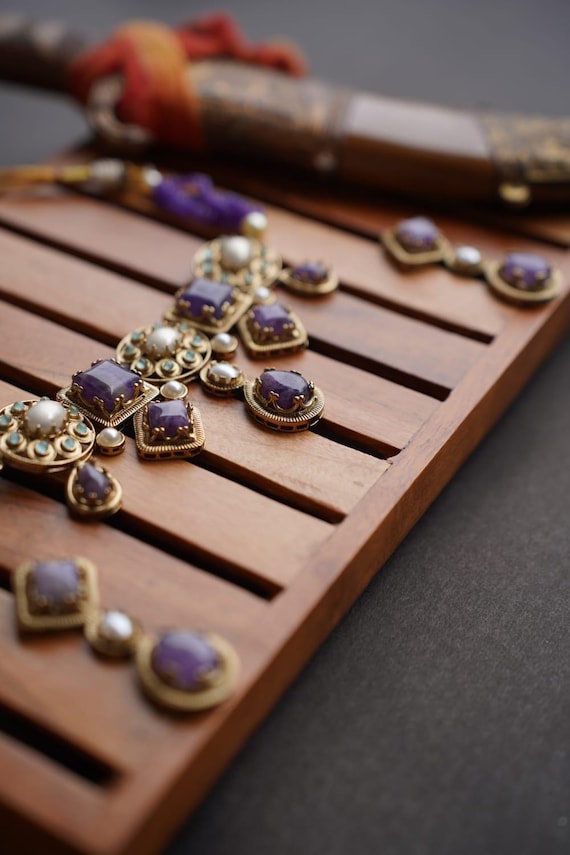 Handmade Sabyasachi Inspired Necklace Set, 18k Gold Polish, Bridal Jewelry