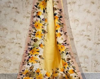 Handloom Katan Silk Saree, Bishnupur Block Print, Dual Tone Weaving