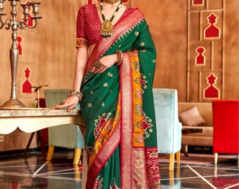 Muga Tussar Silk Saree, Kalamkari Handloom, Wedding SareeBlouse