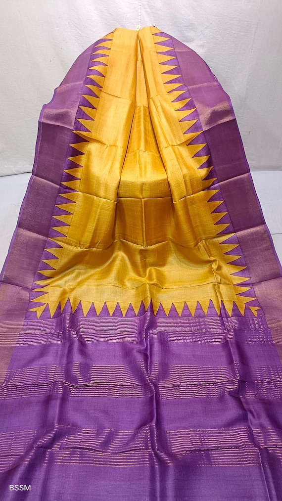 Muga Tussar Silk Saree, Kalamkari Handloom, Wedding Saree