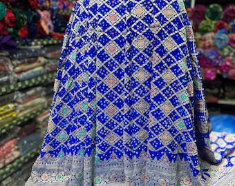 Pure Khaddi Georgette Meenakari Bandhani Saree | Heavy Hand-Tied Zari Silk Wrap