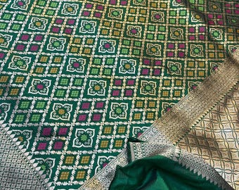 Pure Katan Silk Meena Jaal Saree | Hand-Woven Kadwa Masterpiece Wedding Sari