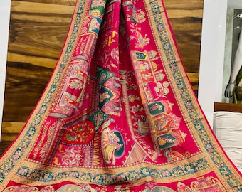 Pashmina Gajji Silk Saree, Pure Jari Weaving, Handloom Sari