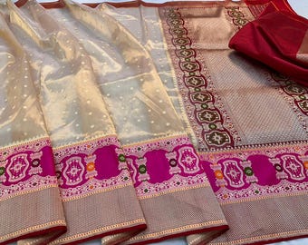Katan Tissue Meenakari Saree: Handloom Banarasi Silk Weaving