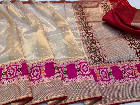 Katan Tissue Meenakari Saree: Handloom Banarasi Silk Weaving