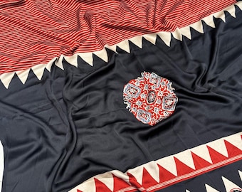 Modal Silk Sequin Saree, Abstract Leaf Design, Party Rave Wedding Saree