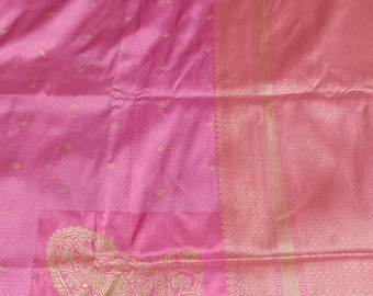 Real Gold Zari Jamdani Silk Saree - Handloom Banarasi Wedding Saree
