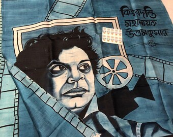 Muga tussar Silk Saree, Wedding Blouse Saree, Abstract Kalamkari Flower Handloom pen brush