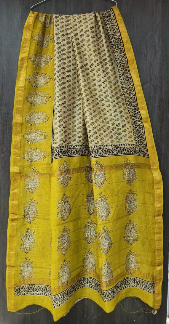 Maheshwari Cotton Silk Saree, Kalamkari Flower Print, Handloom Wedding Saree