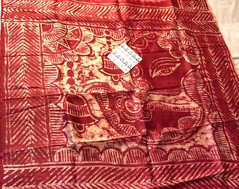 Handloom Tussar Silk Saree, Bishnupur Weave, Eco Leaf Print