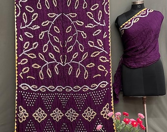 Soft Modal Silk Barik Rai Bandhej Saree | Traditional Aambadal Design & Edging Border