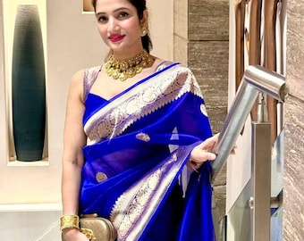 Resplendent Handcrafted Pure Tissue Silk Saree, Liquid Gold Zardozi Scalloped Sari Masterpiece