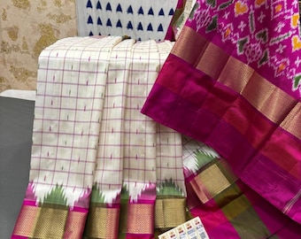Handloom Double Silk Ikkat Pattu Saree, Silk Mark Certified Luxury Gift for Her