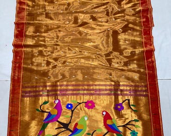 Parrot Kancheepuram Muniya Border Silk Saree | Pure Zari South Indian Wedding Pattu