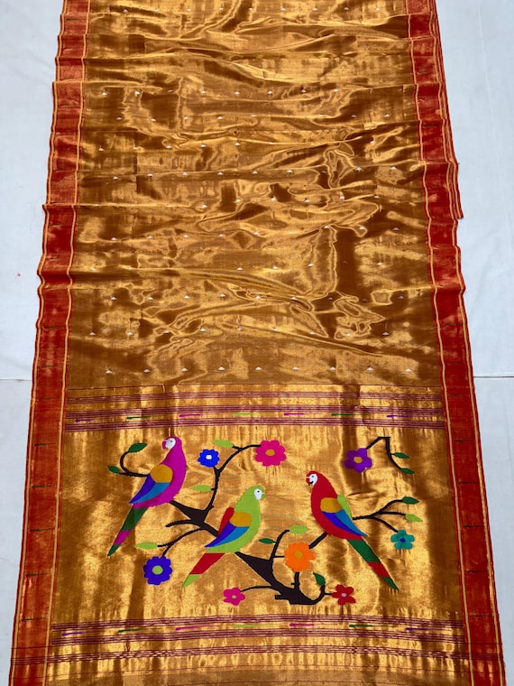 Parrot Kancheepuram Muniya Border Silk Saree | Pure Zari South Indian Wedding Pattu