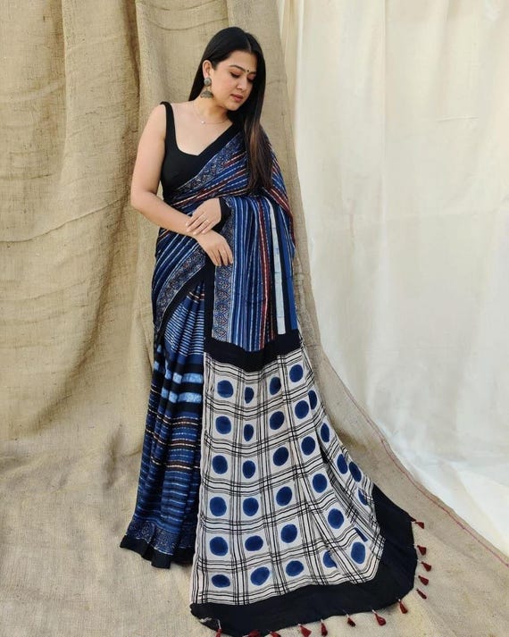 Japanese silk satin saree: office classy wear saree, gift for her.