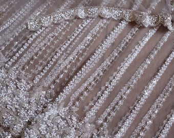 Hand beaded cut dana work pure net embellished Saree: party heavy Wedding Saree