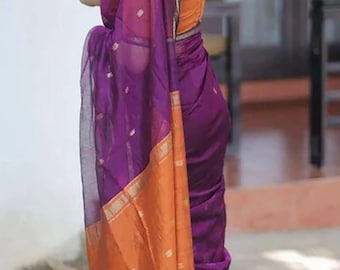 Leaf Green Maheshwari Silk Saree | Pink Border, Gold Zari Butti, Lightweight Festive Sari