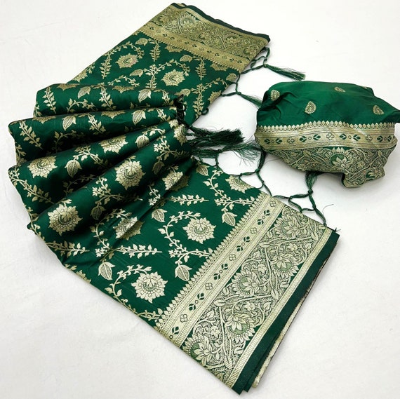 Katan Zari Silk Saree, Handloom Banarasi Weaving, Wedding Saree